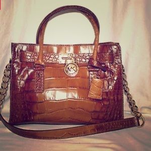 Michael Kors Hamilton East West crocodile satchel